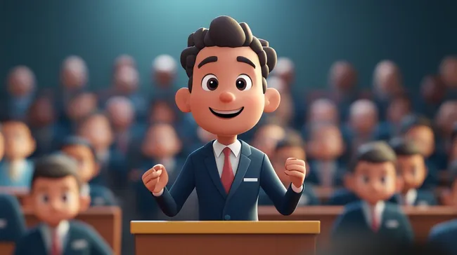 Motivierender Redner bei Schulkonferenz