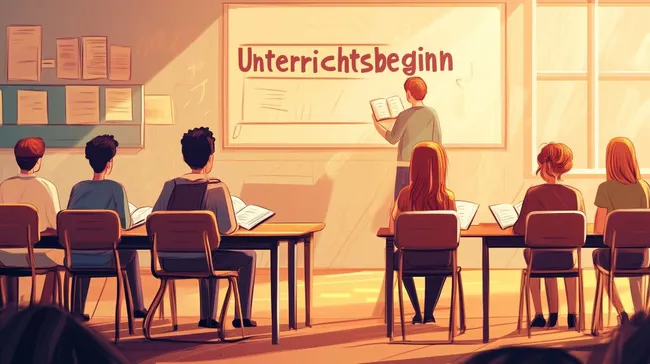 Motivierte Schüler im Klassenzimmer zum Unterrichtsbeginn