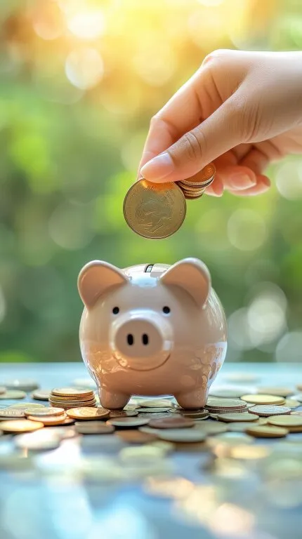 Münze in sparschwein stecken für finanzelle zukunft