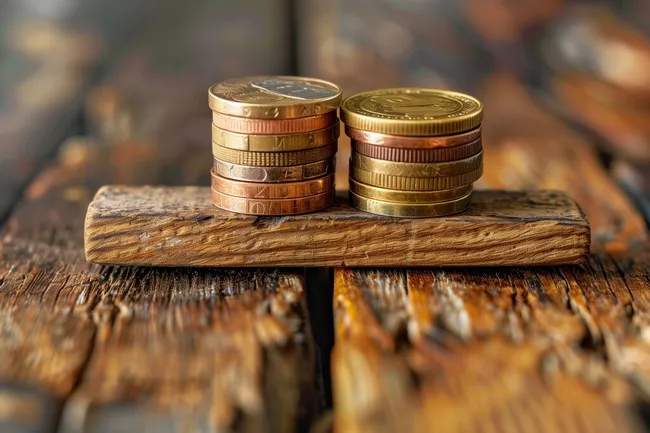 Münzen und Holz - Finanzielles Konzept