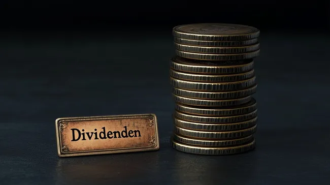Münzstapel mit Dividenden-Schild - Finanzielle Erträge