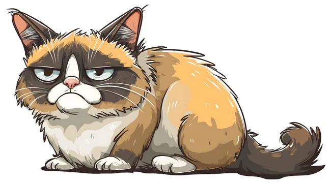Mürrisch dreinblickende Katze - Illustrierte Grumpy-Cat-Figur