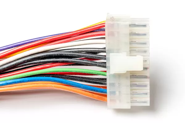 Multi-colored cables from power supply for personal computer