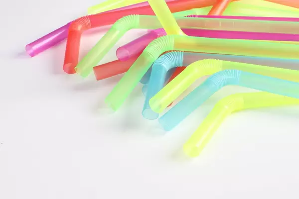 Multicoloured plastic drinking straws