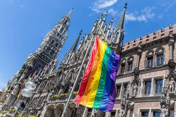 Munich adapts to the annual Christopher Street Day and raises rainbow flags for the Gay Pride Parade during Christopher Street Day