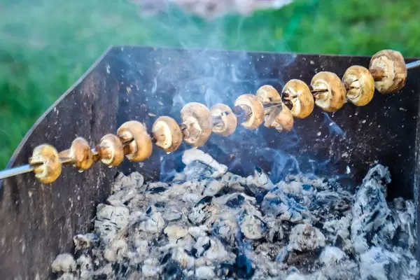 Mushrooms on skewers