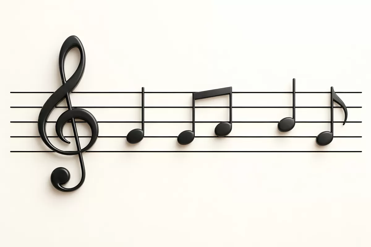 Musiknoten auf Notenlinien mit Violinschlüssel