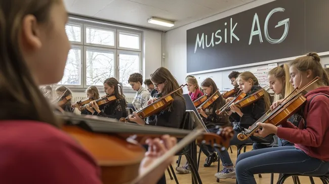 Musikunterricht in Klassenzimmer mit Violinschülern kostenlos herunterladen