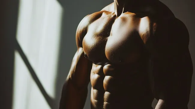 Muskulöser Körper mit athletischem Sixpack