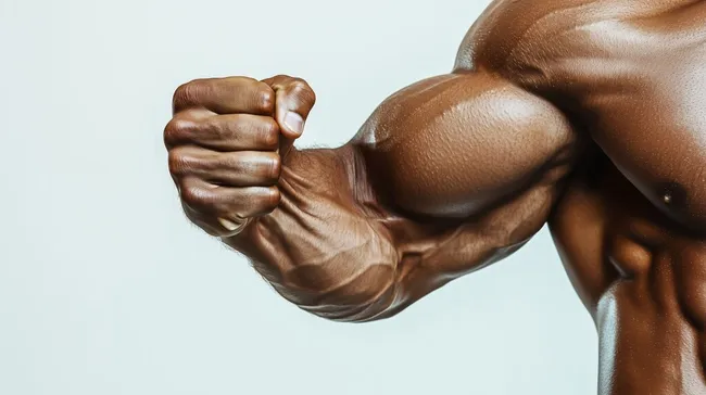 Muskulöser Oberarm und geballte Faust