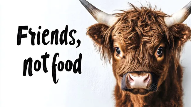 Mutiges Hochlandrind wirbt für vegane Lebensweise