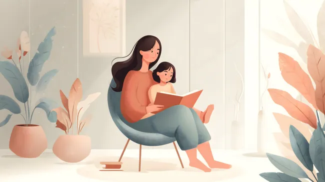 Mutter liest ihrer Tochter ein Buch vor