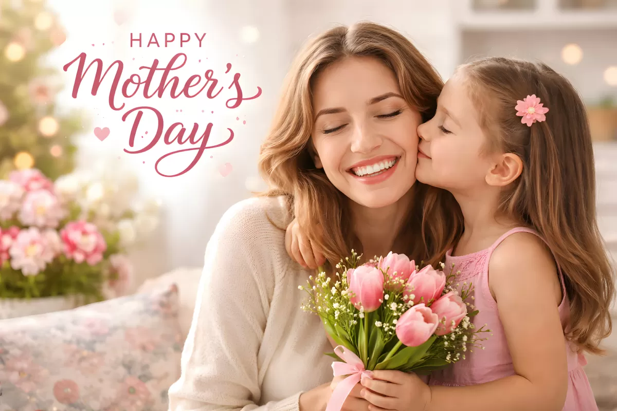 Mutter und Tochter feiern Muttertag glücklich