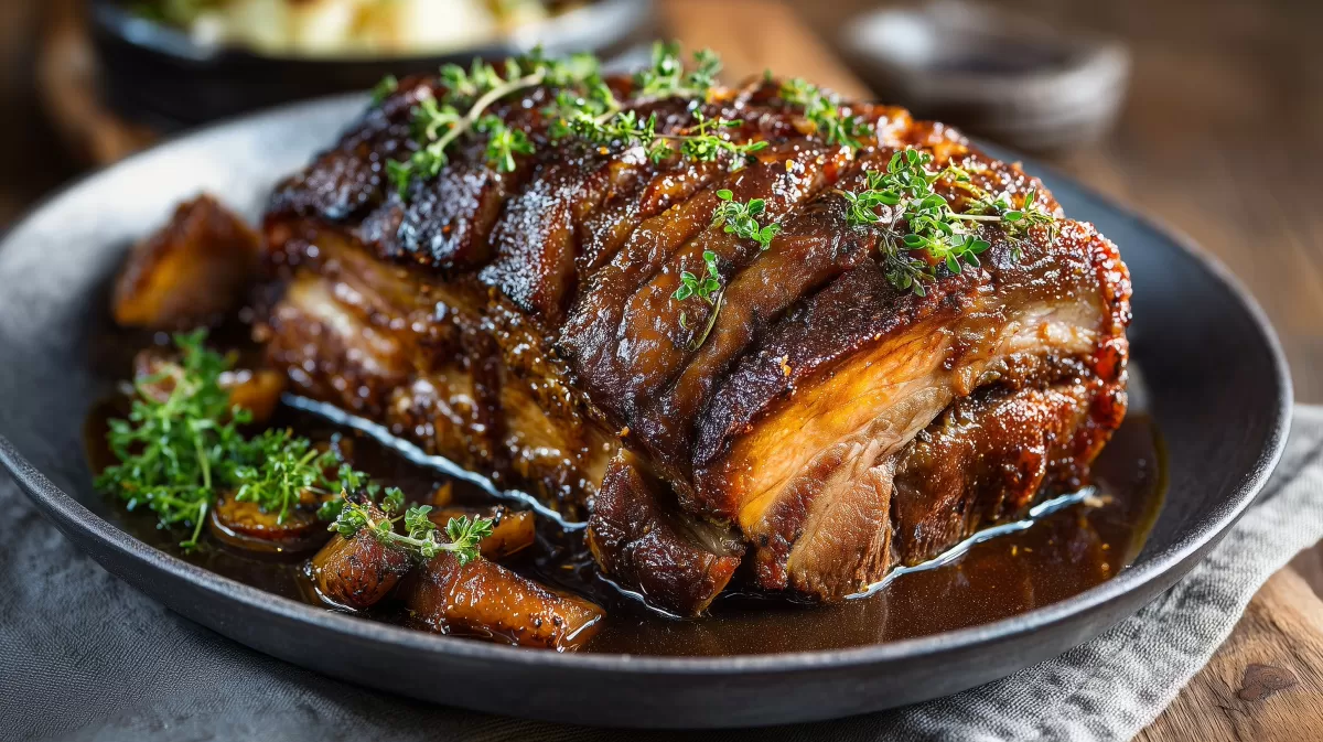 Mutters guter Schweinebraten mit Thymian und Soße
