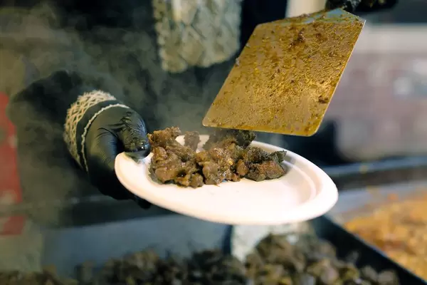 Mutton recipe at Christmas market, Balkan cuisine (Flip 2019)