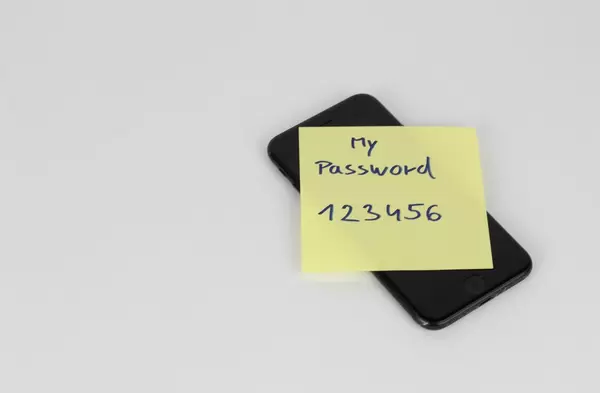 My password written on a paper sticker