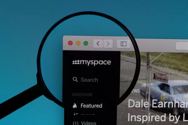 Myspace website under magnifying glass