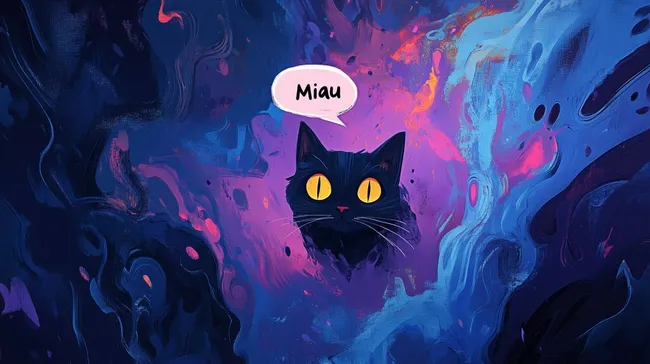 Mysteriöse Katze in psychedelischer Farbwelt