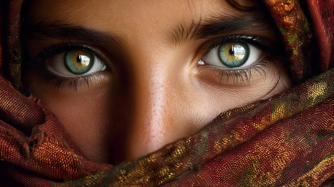 Mystische Frauenaugen im Schleier