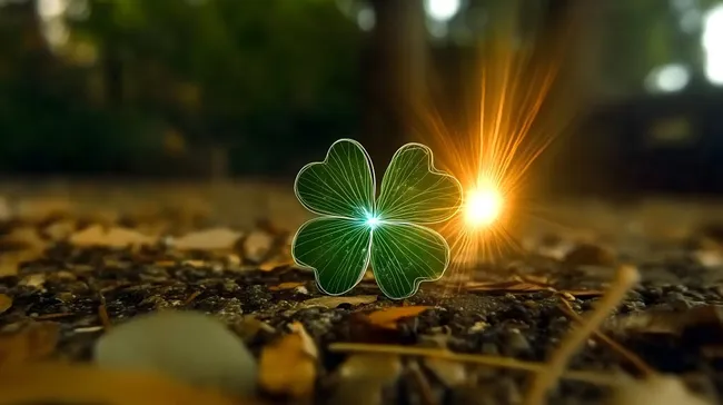 Mystischer Glücksklee im Sonnenlicht