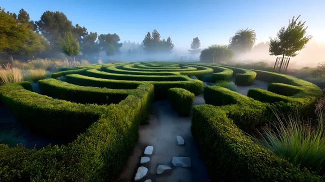 Mystischer Irrgarten im Morgennebel