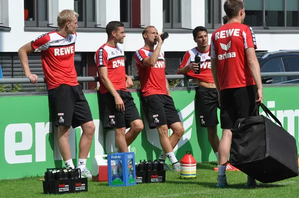 Nach dem Training: Sörensen, Hector, Risse und Hosiner
