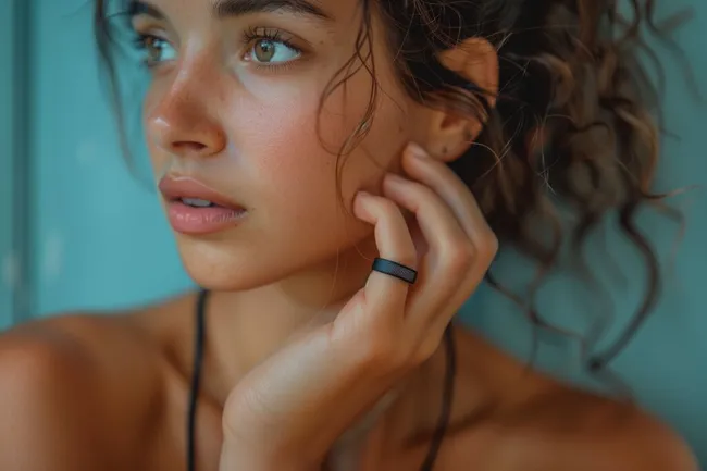 Nachdenkliche junge Frau mit Armband