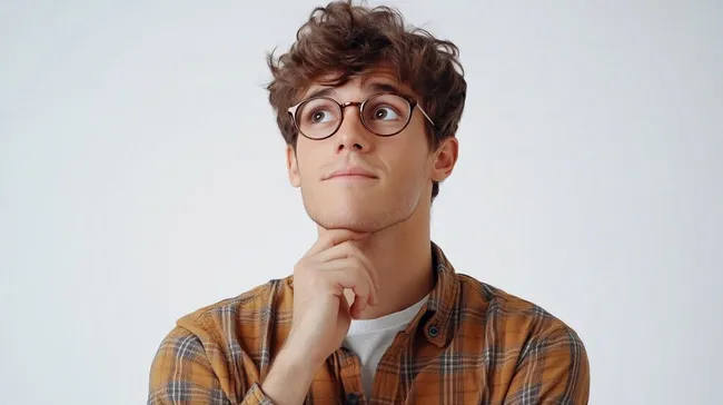 Nachdenklicher junger Mann mit Brille