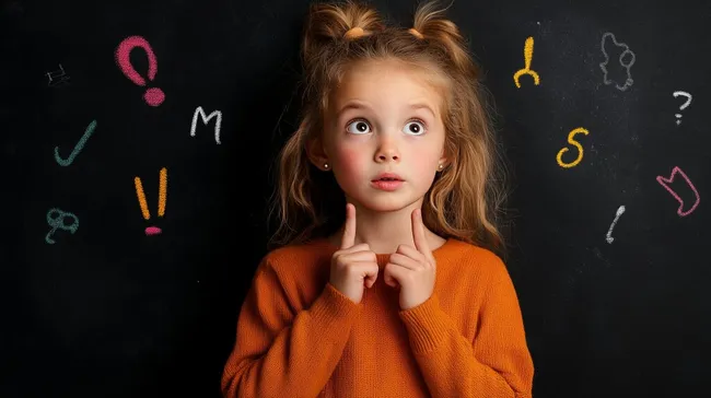 Nachdenkliches Mädchen vor Kreidetafel