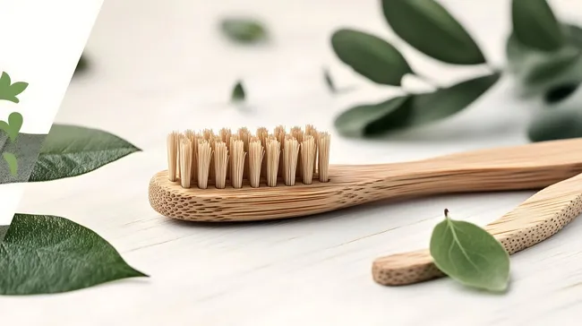 Nachhaltige Bambuszahnbürste auf hellem Hintergrund