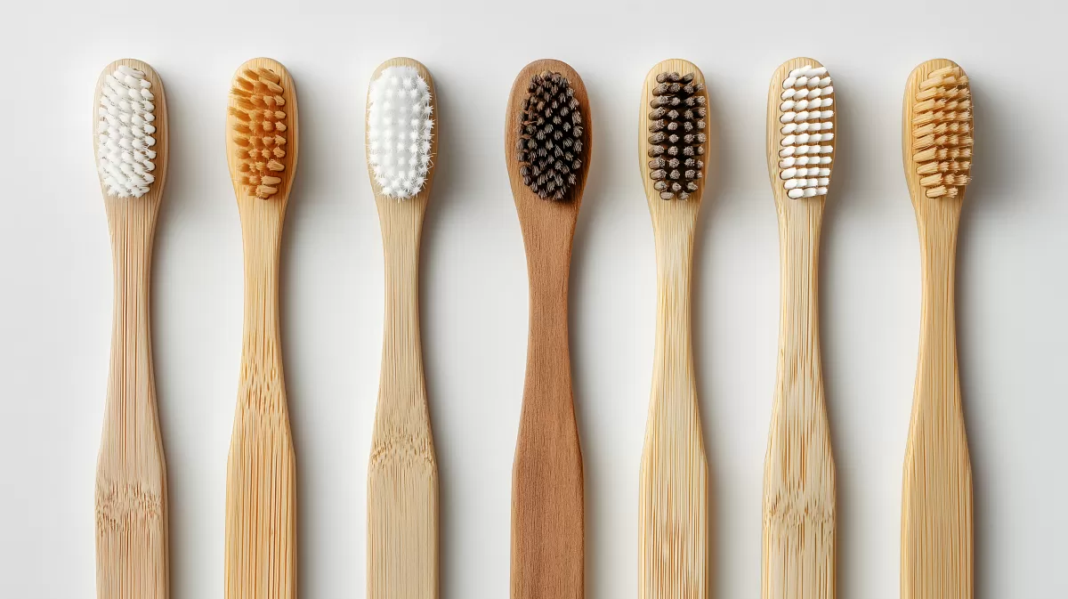 Nachhaltige Bambuszahnbürsten auf weißem Hintergrund