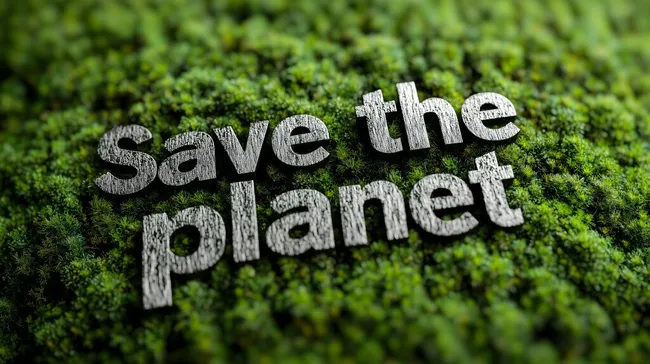 Nachhaltige Botschaft auf grüner Moosfläche