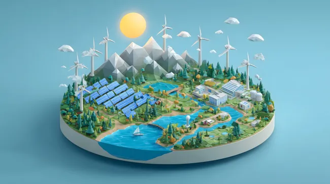 Nachhaltige Energiezukunft in bergiger Umgebung