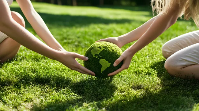 Nachhaltige Erde in Händen - Hoffnungsvolle Zukunft