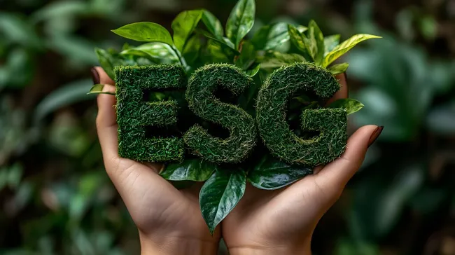 Nachhaltige ESG-Konzept-Handgefertigte Grasbuchstaben