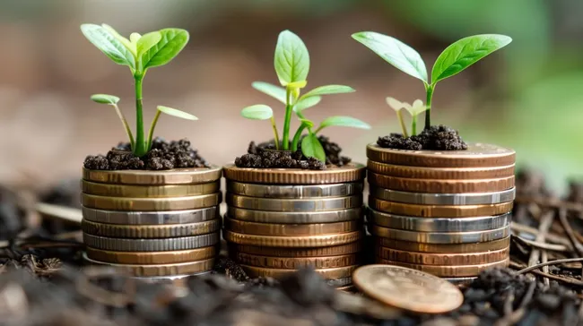 Nachhaltige Investition: Wachsende Pflanzen auf Münzen