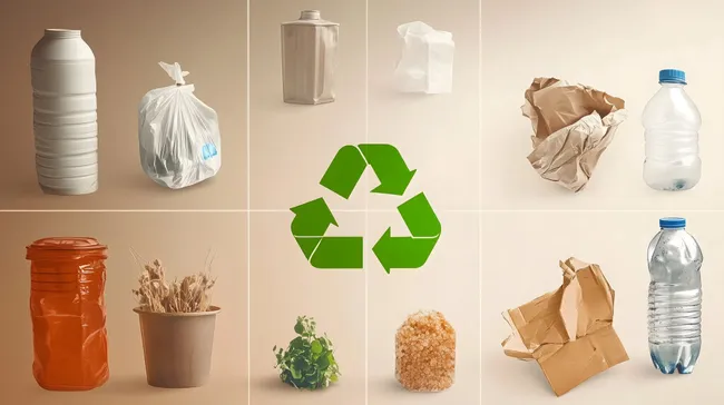 Nachhaltige Recycling-Symbole und Materialien