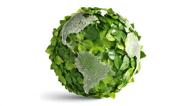 Nachhaltiger Globus aus grünen Blättern