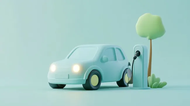 Nachhaltiges Elektroauto beim Laden an grüner Ladestation