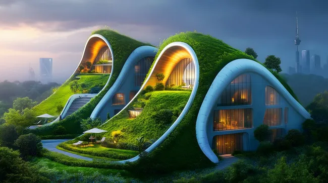 Nachhaltiges Wohnen in grüner Zukunftsarchitektur