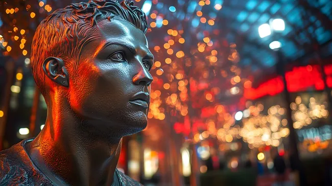 Nacht-Statue einer futuristischen Figur