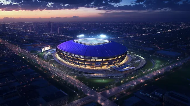 Nachtansicht des neuen Stadions in New Orleans
