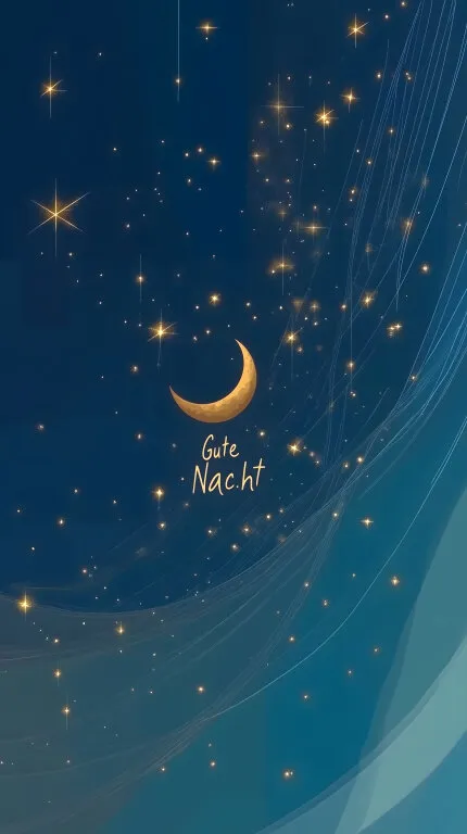 Nachtlicher Sternenhimmel mit Halbmond und Sternschnuppen