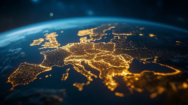Nächtliche Europakarte aus dem Weltraum