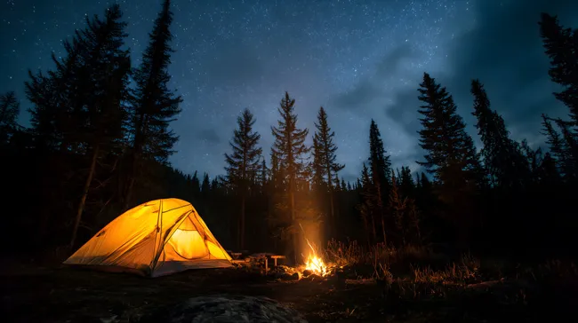 Nächtliches Campingabenteuer unter Sternenhimmel