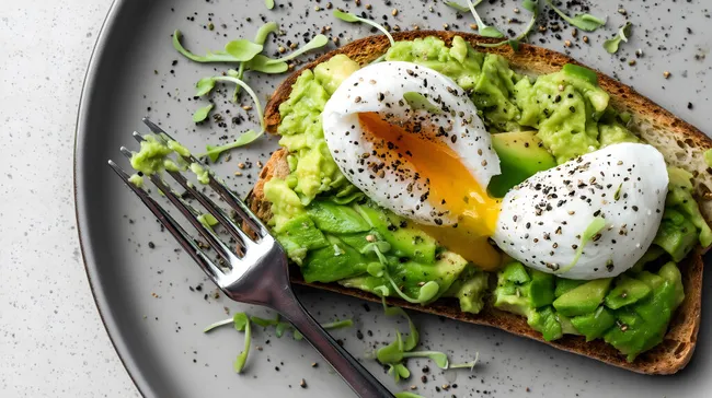Nährhaftes Avocado-Ei-Sandwich mit Gewürzen