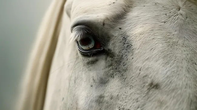 Nah aufgenommenes Pferdenauge in natürlicher Schärfe