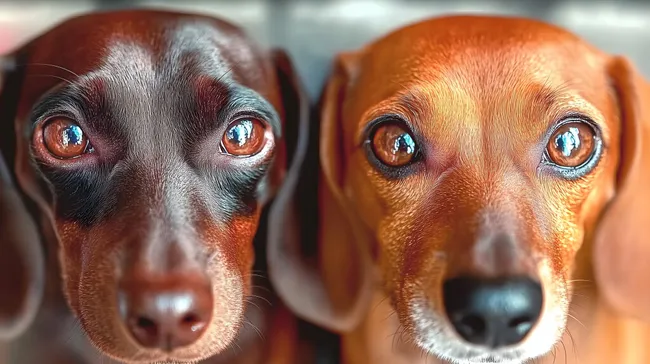 Nahaufnahme Dackelhunde mit glänzendem Fell und strahlenden Augen