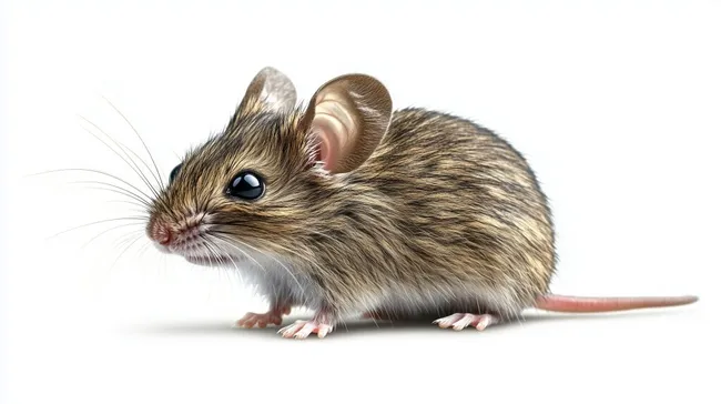 Nahaufnahme der Hausmausa auf weißem Hintergrund