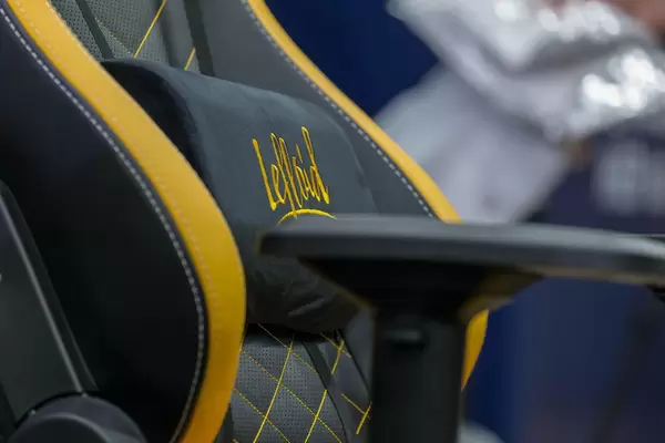 Nahaufnahme der Rückenlehne des Gaming-Stuhls LeFloid-Edition von noblechairs